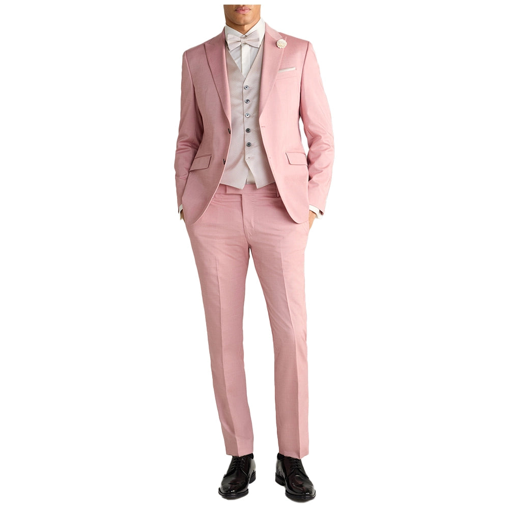 Men's Pink Wool Tailored Fit 2-Piece Suit