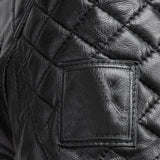 Mens Padded Black Cafe Racer Leather Jacket