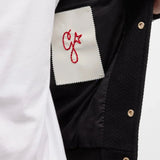 Men's Black Bomber Jacket with College Patches