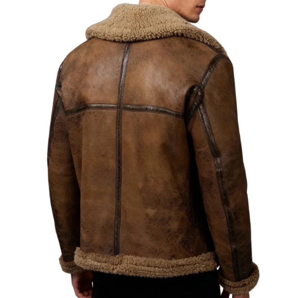 Arnold Schwarzenegger Mens Brown B6 Shearling Jacket