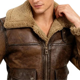 Arnold Schwarzenegger Mens Brown B6 Shearling Jacket