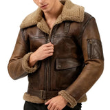 Arnold Schwarzenegger Mens Brown B6 Shearling Jacket