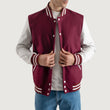 Mens Maroon and White Wool Blend Letterman Jacket