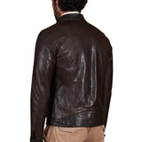Men's Vintage Real Dark Brown Leather Biker Jacket