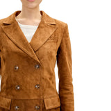 Women’s Brown Suede Double Breasted Long Jacket