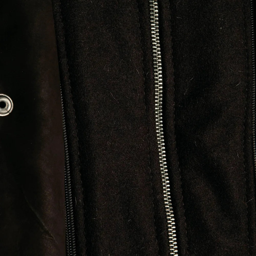 Men’s Cognac Nubuck Cowhide Leather Jacket with Snap Collar