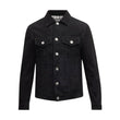 Men's Classic Shirt Collar Black Suede Leather Trucker Jacket