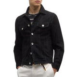 Men's Classic Shirt Collar Black Suede Leather Jacket