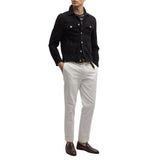 Men's Classic Shirt Collar Black Leather Trucker Jacket