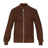 Men's Dark Brown Suede Bomber Jacket