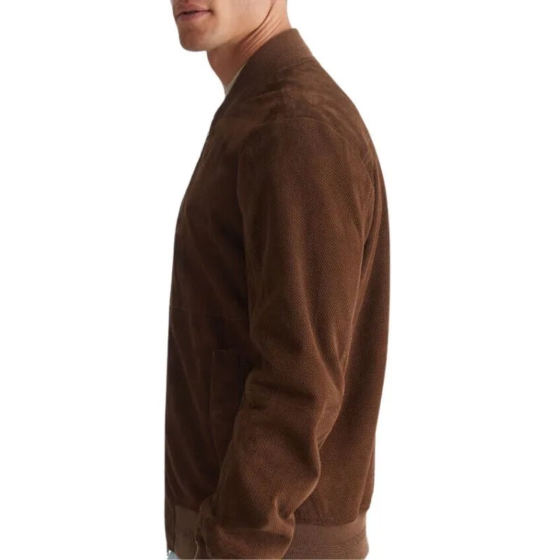 Men's Dark Brown Leather Bomber Jacket