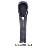 Men's Black Leather Jacket with Removable Hood