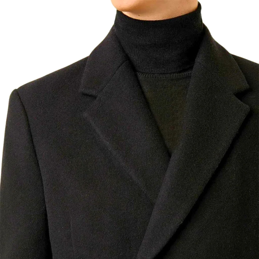 Men's Double Breasted Black Trench Coat
