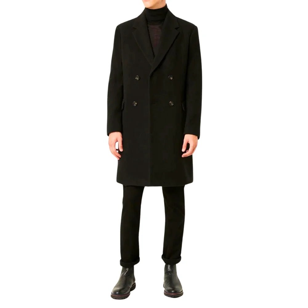 Men's Double Breasted Black Trench Coat