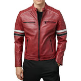 Madrid Mens Quilted Red Leather Jacket