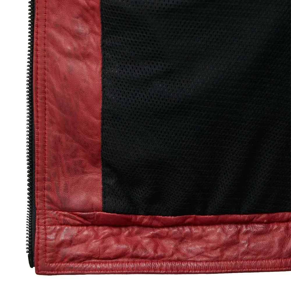 Madrid Mens Quilted Leather Racing Jacket with Stripes