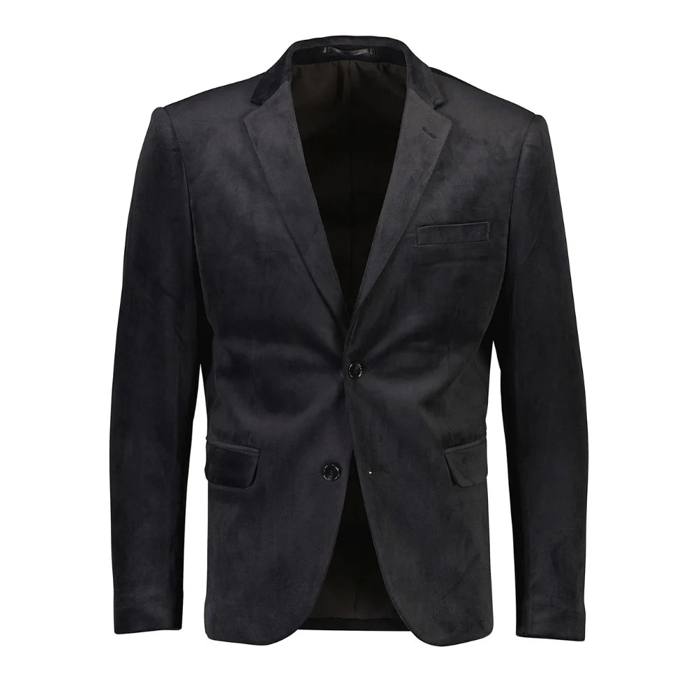 Men's Modern Fit Suede Sport Coat Blazer Black
