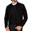 Men's Suede Leather Black Bomber Jacket