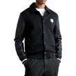 Mens Black Regular Fit Zip Up Sweatshirt with Leather Sleeves