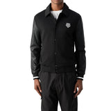 Mens Black Regular Fit Sweatshirt with Leather Sleeves