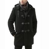 Men's Single Breasted Walking Toggle Duffle Coat with Hood