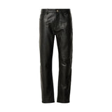 Straight Leg Leather Black Pants Mens
