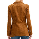 Women’s Brown Suede Double Breasted Long Jacket