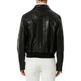 Men's Black Flight Pilot A2 Aviator Leather Jacket - Back View