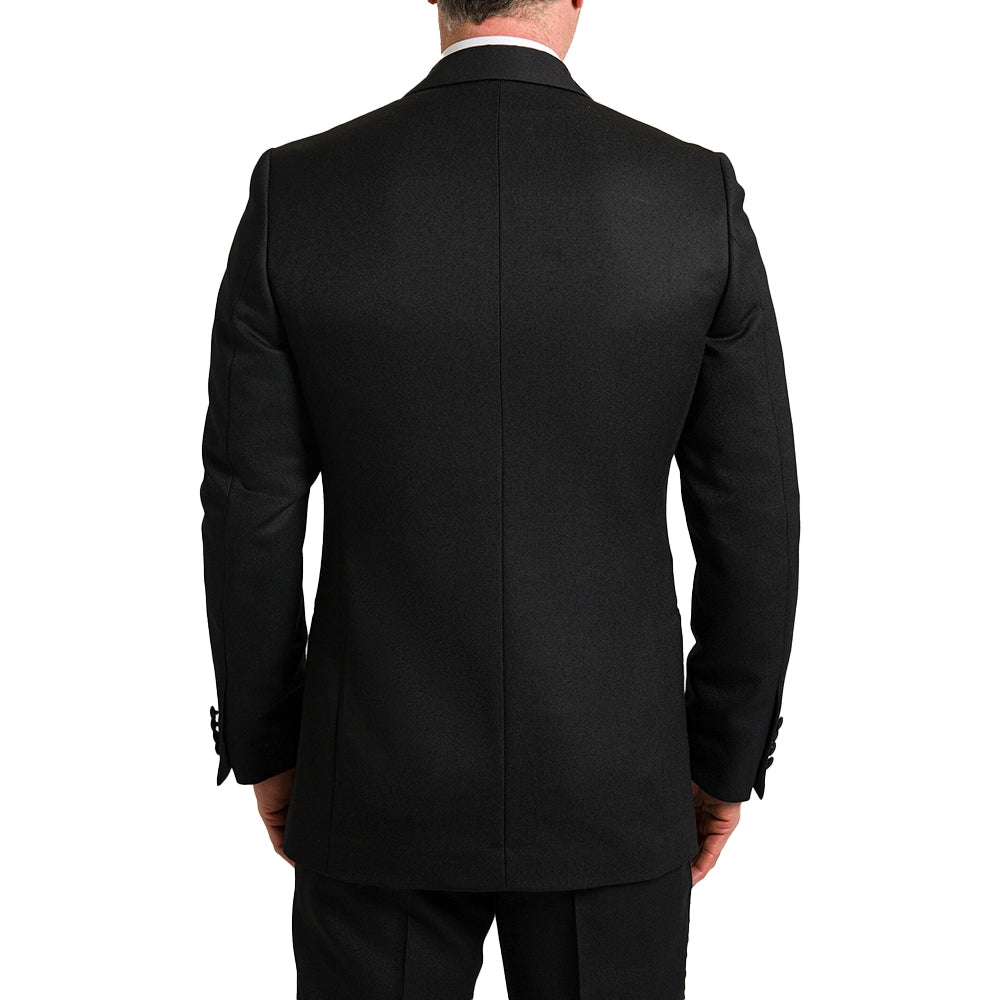 Back view of Black 2 Piece Dinner Suit with Shawl Collar