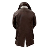 Men's Brown Real Leather Sherpa Lining Bane Coat - Winter Coat