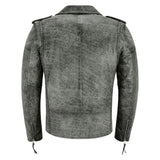 Men's Brando Real Leather Grey Buff Biker Jacket