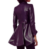 Women's Asymmetrical Peplum Purple Leather Jacket