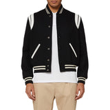 Mens White And Black Varsity Bomber Jacket