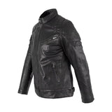 Mens Padded Black Cafe Racer Leather Jacket