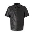 Lightweight Half Sleeves Black Leather Mens Shirt