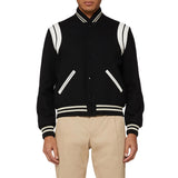 Mens White And Black Varsity Bomber Jacket