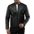 Men's Real Lambskin Black Cafe Racer Leather Jacket