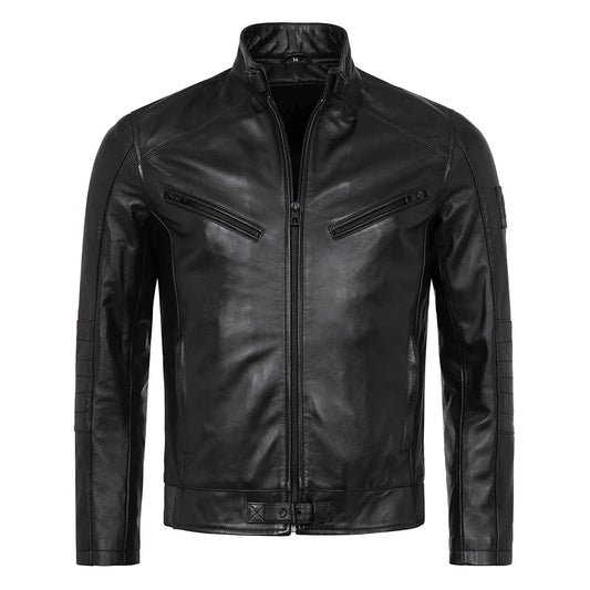 Men's Vintage Slim Fit Black Motorcycle Jacket Leather