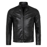 Men's Vintage Slim Fit Black Motorcycle Jacket Leather