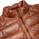Mens Real Quilted Brown Leather Biker Vest