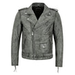 Men's Brando Real Leather Vintage Grey Buff Biker Jacket
