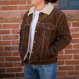 Men's Lined Boar Suede Brown Jacket
