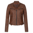 Vintage Brown Leather Jacket Womens