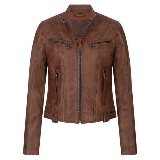 Vintage Brown Leather Jacket Womens
