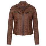 Vintage Brown Leather Jacket Womens