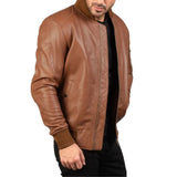 Men's Western Brown Vintage Leather Bomber Jacket