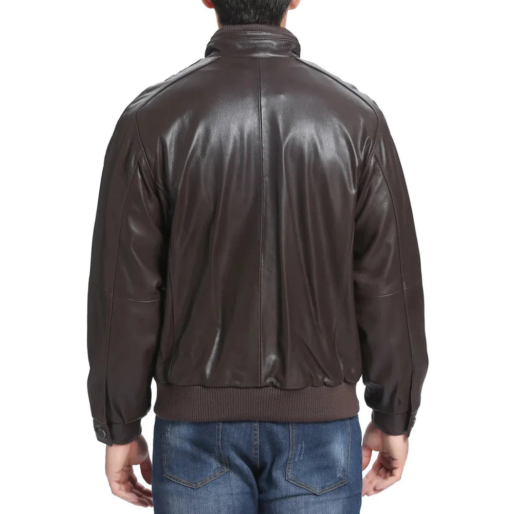 Classic Fit Lambskin Leather Bomber Jacket
