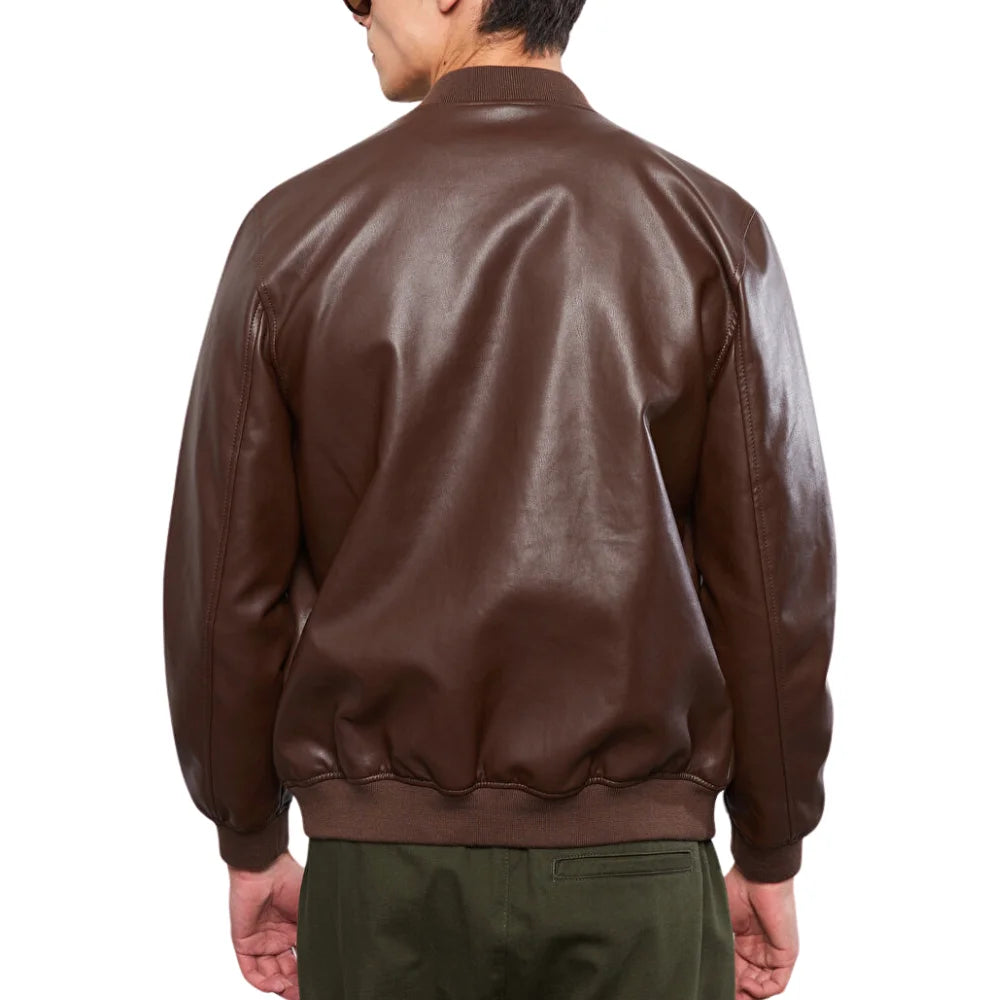 Mens Real Chocolate Brown Leather Jacket