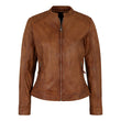 Genuine Biker Brown Cognac Leather Jacket Womens