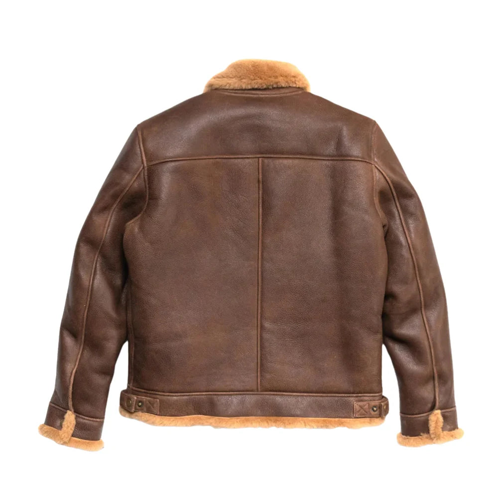 Gentlemen Brown Dry Shearling Leather Jacket Mens